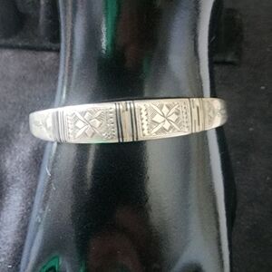 Tribal Engraved Silver Mixed Metal Tuareg Cuff Bracelet Fine Jewelry